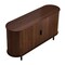 Walnut Mid-Century Fluted Coffee Bar Cabinet with 2 Sliding Doors Sideboard